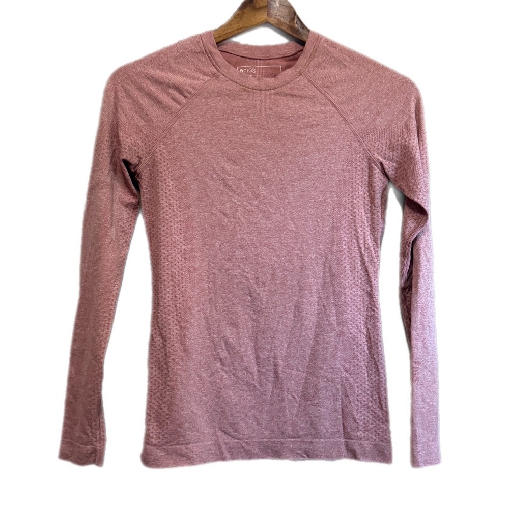 Figs Seamless Long Sleeve Top Womens XS Mauve Pink Excellent Scrub Under-shirt